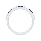 Certified Real Baguette Blue Sapphire Half Eternity Band Ring with Moissanite AAA - Rosec Jewels