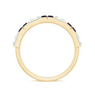 Certified Real Baguette Blue Sapphire Half Eternity Band Ring with Moissanite AAA - Rosec Jewels