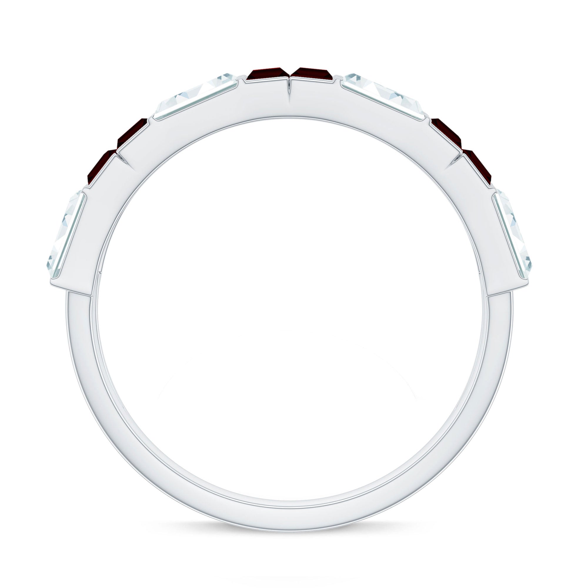 Certified Real Baguette Garnet Half Eternity Wedding Band AAA - Rosec Jewels