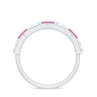 Baguette Shape Pink Tourmaline and Moissanite Half Eternity Ring AAA - Rosec Jewels