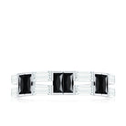 Natural Baguette Black Spinel Half Eternity Ring with Moissanite AAA - Rosec Jewels