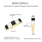 Natural Baguette Black Spinel Half Eternity Ring with Moissanite AAA - Rosec Jewels