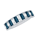Baguette London Blue Topaz Eternity Anniversary Band with Diamond AAA - Rosec Jewels