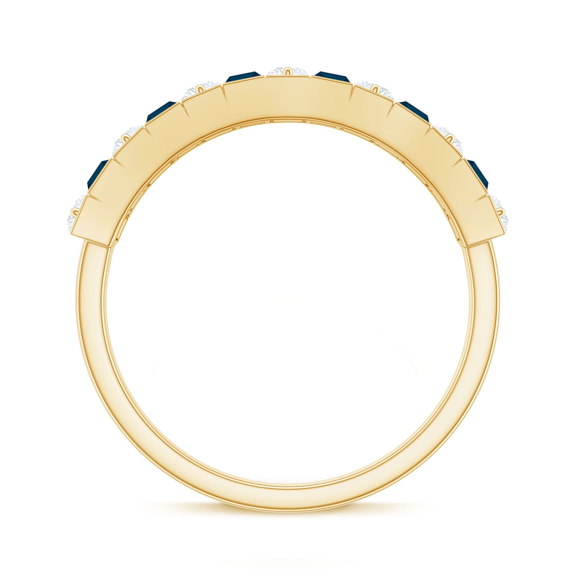 Baguette London Blue Topaz Eternity Anniversary Band with Diamond AAA - Rosec Jewels