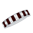 Rosec Jewels-Classic Garnet Baguette Eternity Wedding Band with Diamond