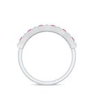 Alternate Pink Tourmaline and Diamond Half Eternity Ring AAA - Rosec Jewels