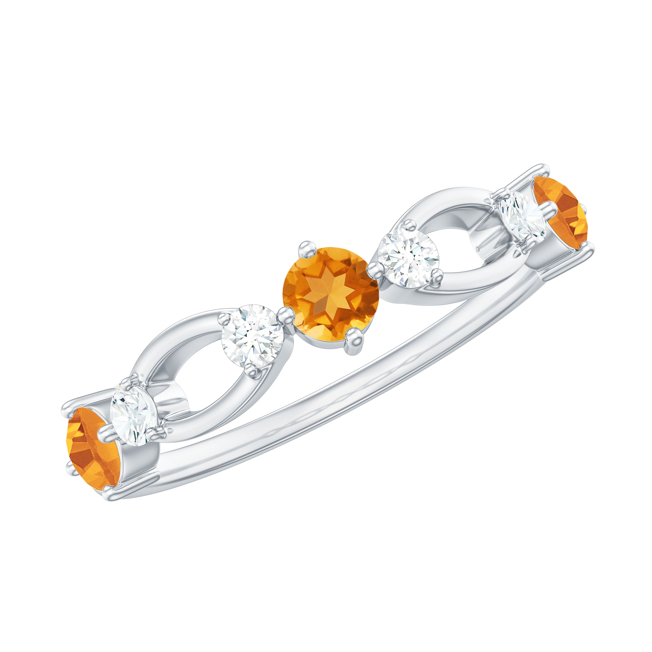Rosec Jewels-Natural Citrine Half Eternity Ring with Diamond