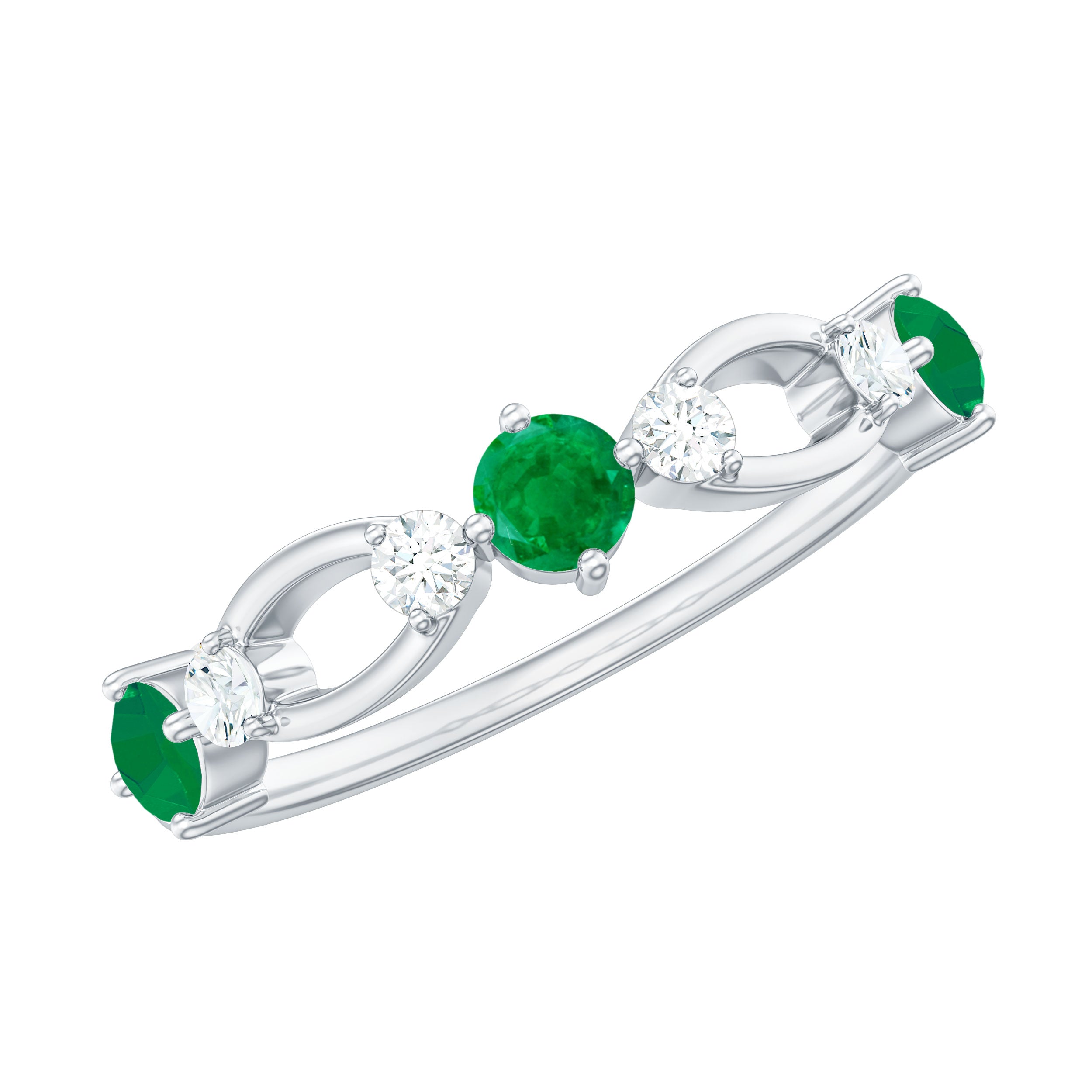 Rosec Jewels-Natural Emerald Diamond Infinity Anniversary Ring