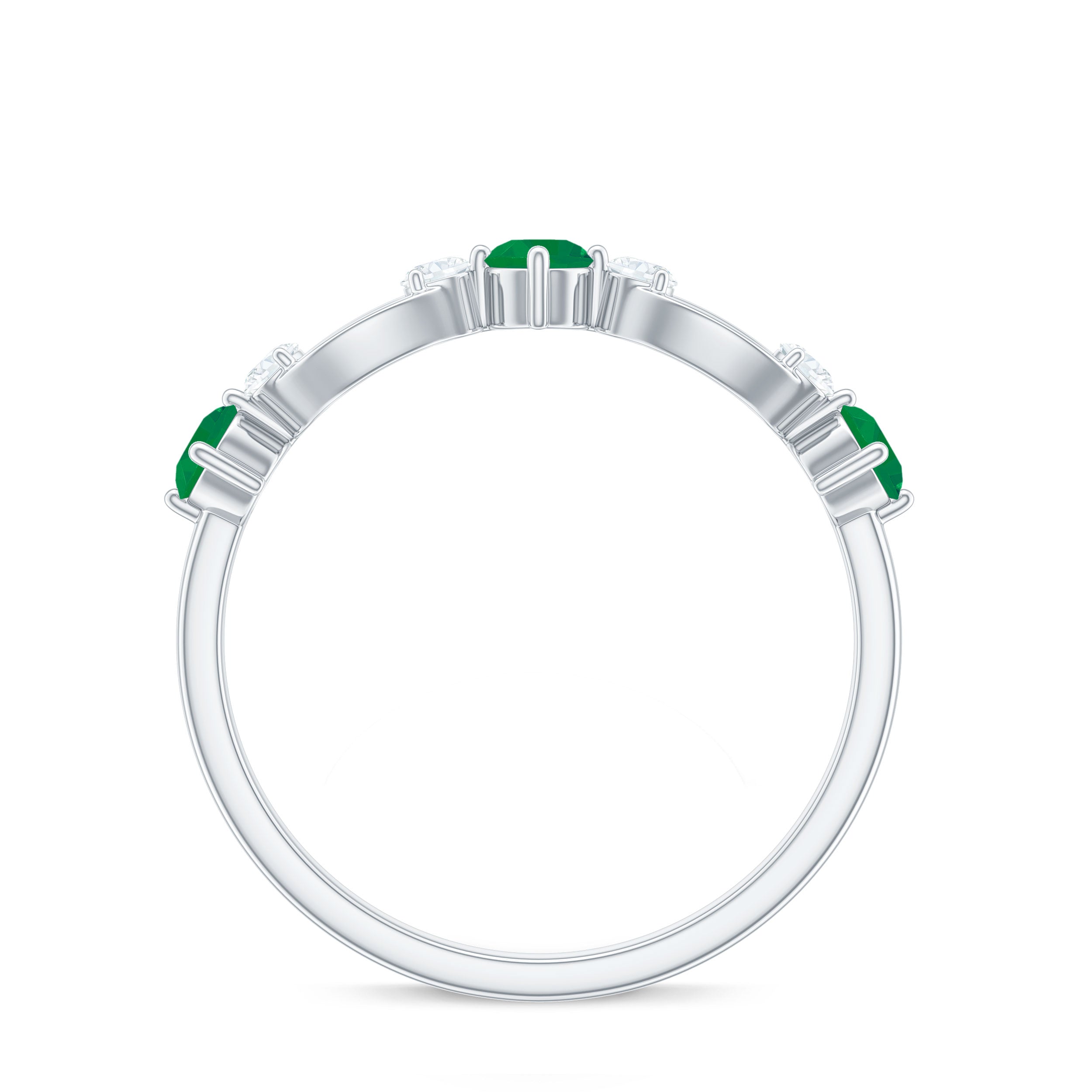 Rosec Jewels-Natural Emerald Diamond Infinity Anniversary Ring