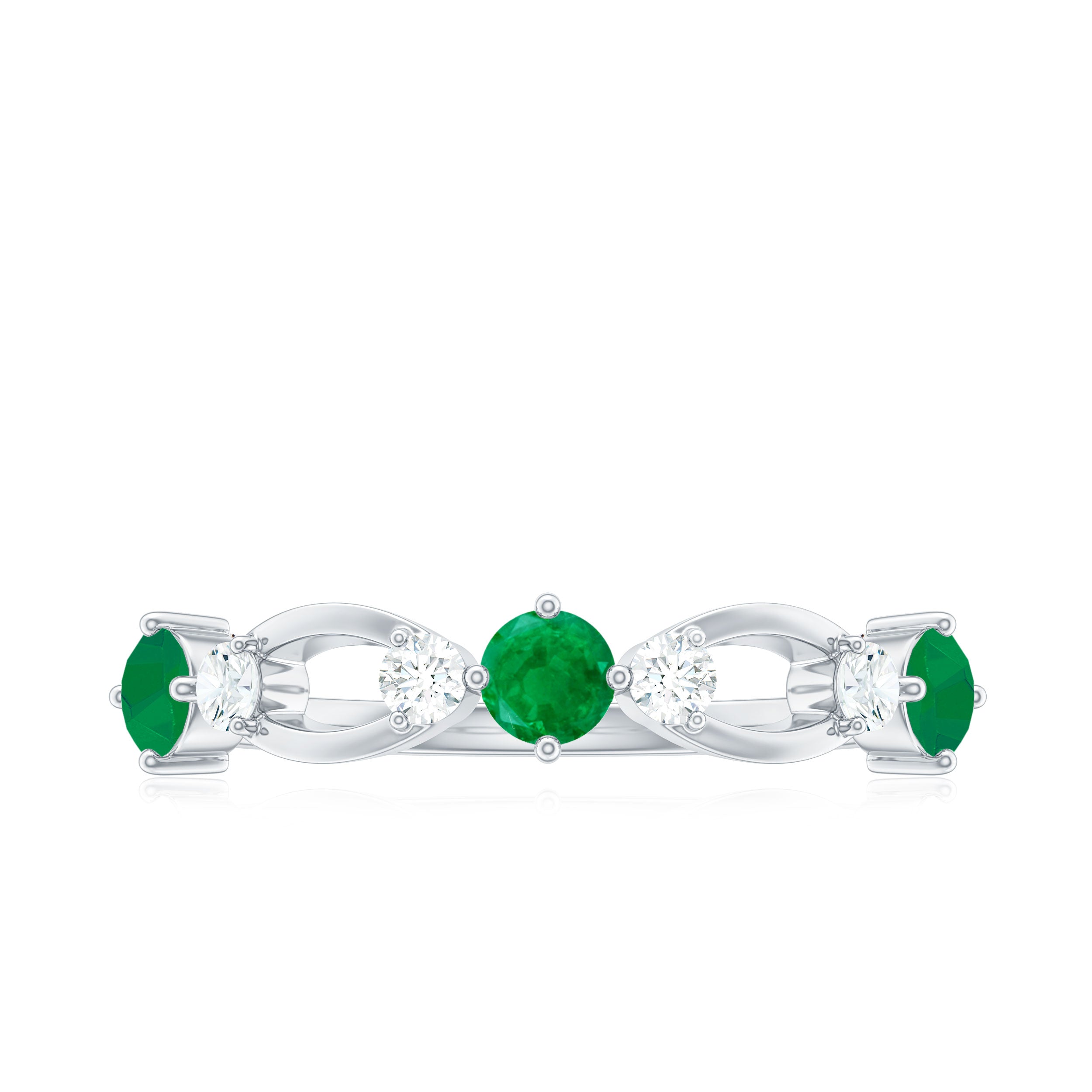 Rosec Jewels-Natural Emerald Diamond Infinity Anniversary Ring