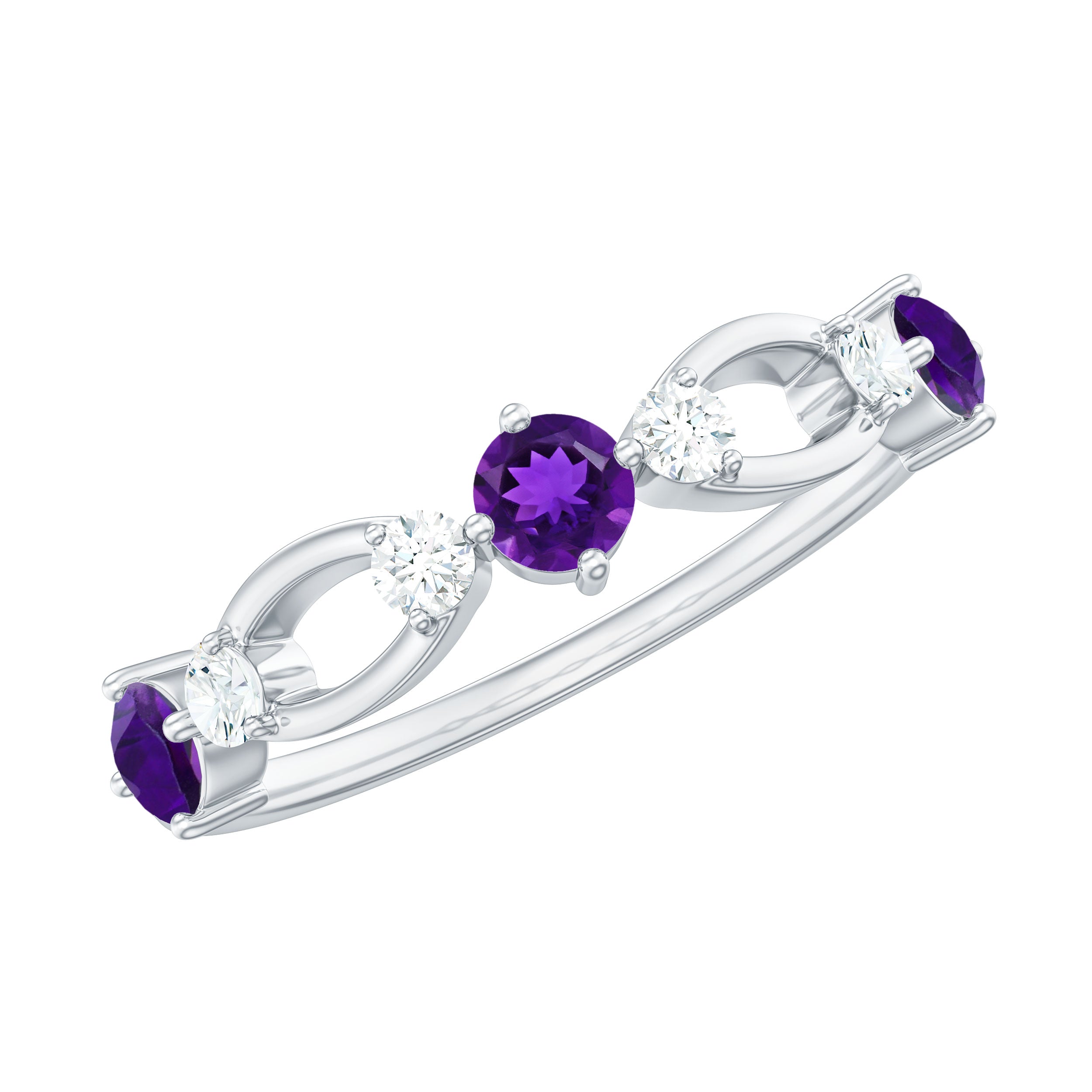 Rosec Jewels-Natural Amethyst Diamond Promise Ring for Women
