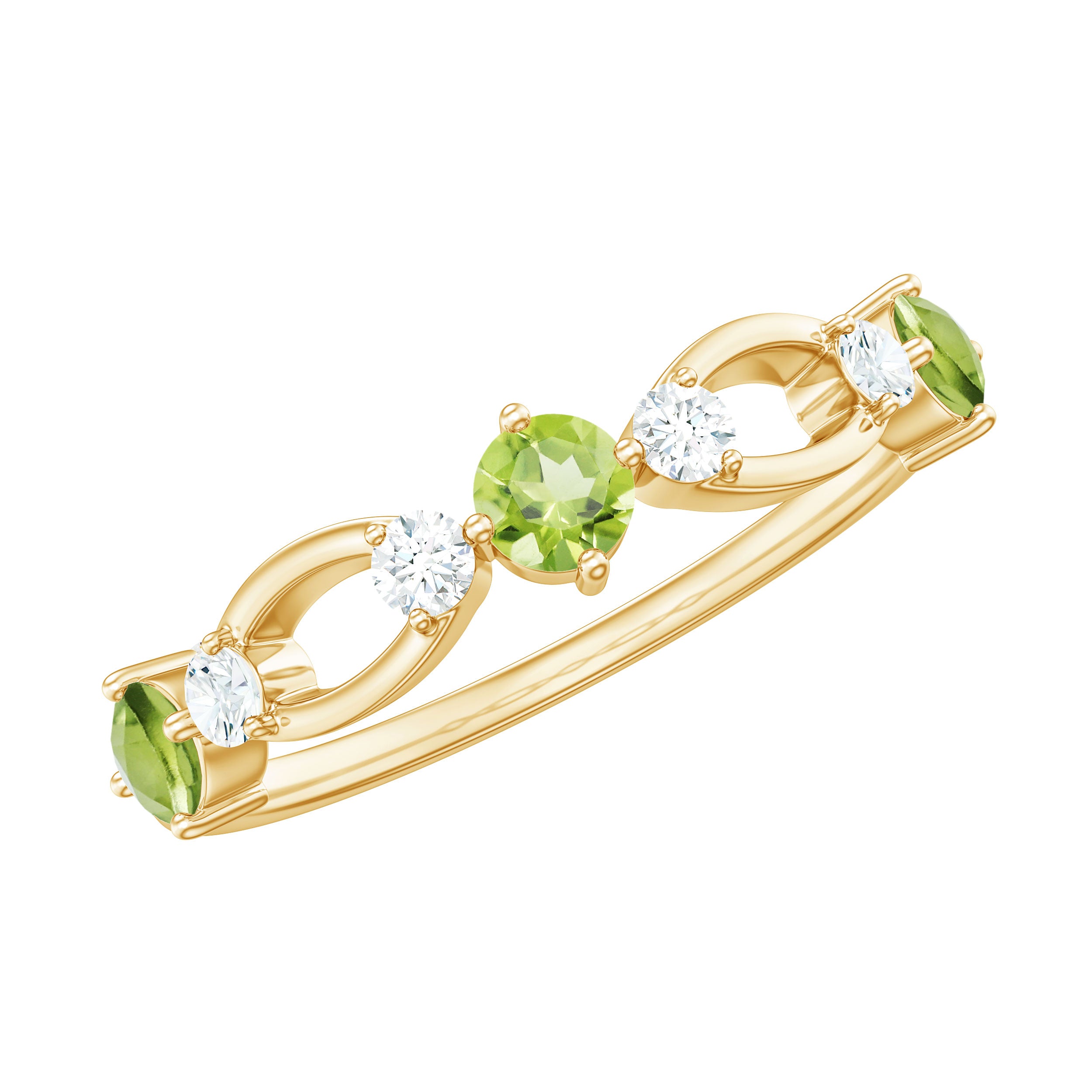 Minimal Peridot Promise Ring with Diamond AAA - Rosec Jewels