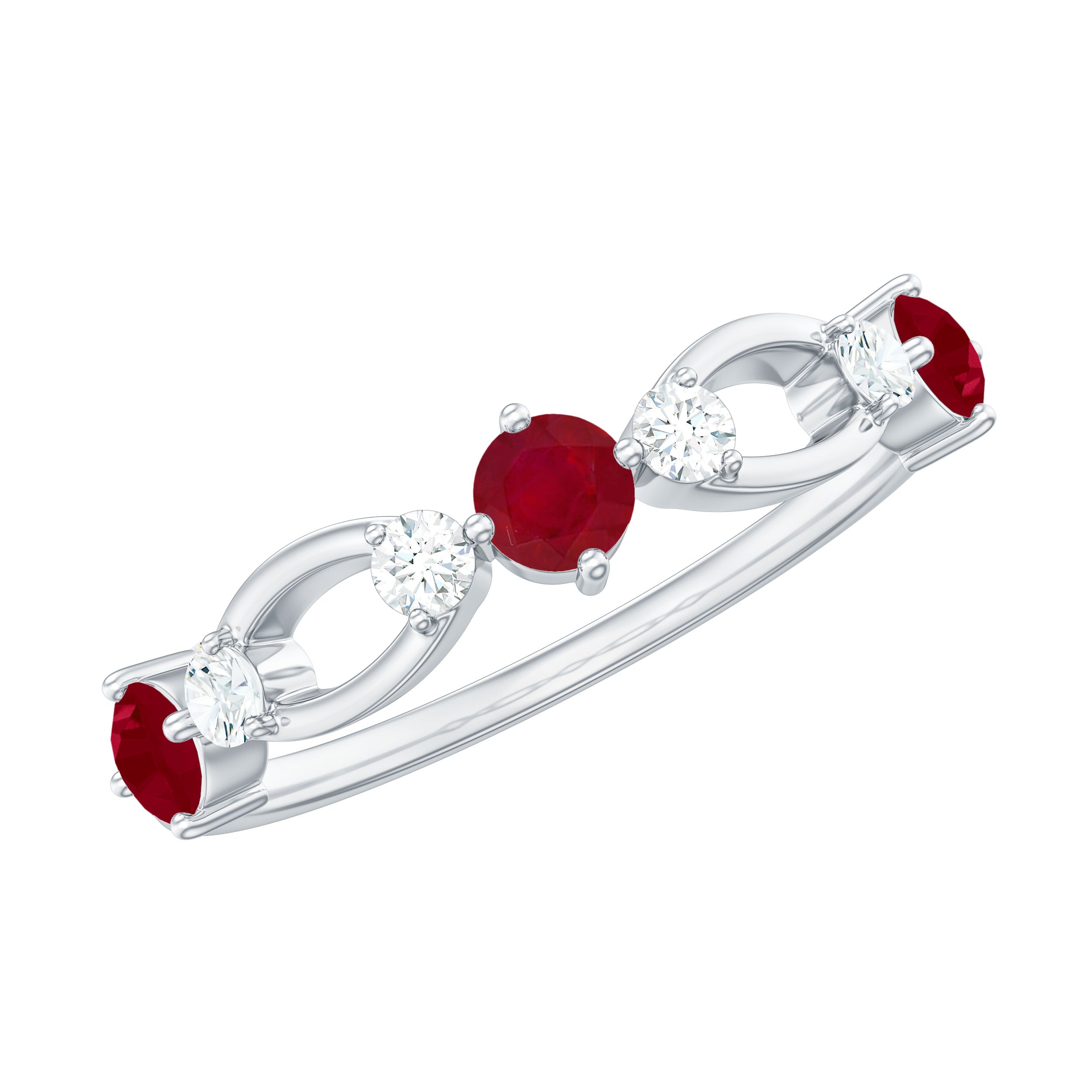 Rosec Jewels-Genuine Ruby Promise Ring with Diamond for Women