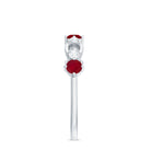 Rosec Jewels-Genuine Ruby Promise Ring with Diamond for Women