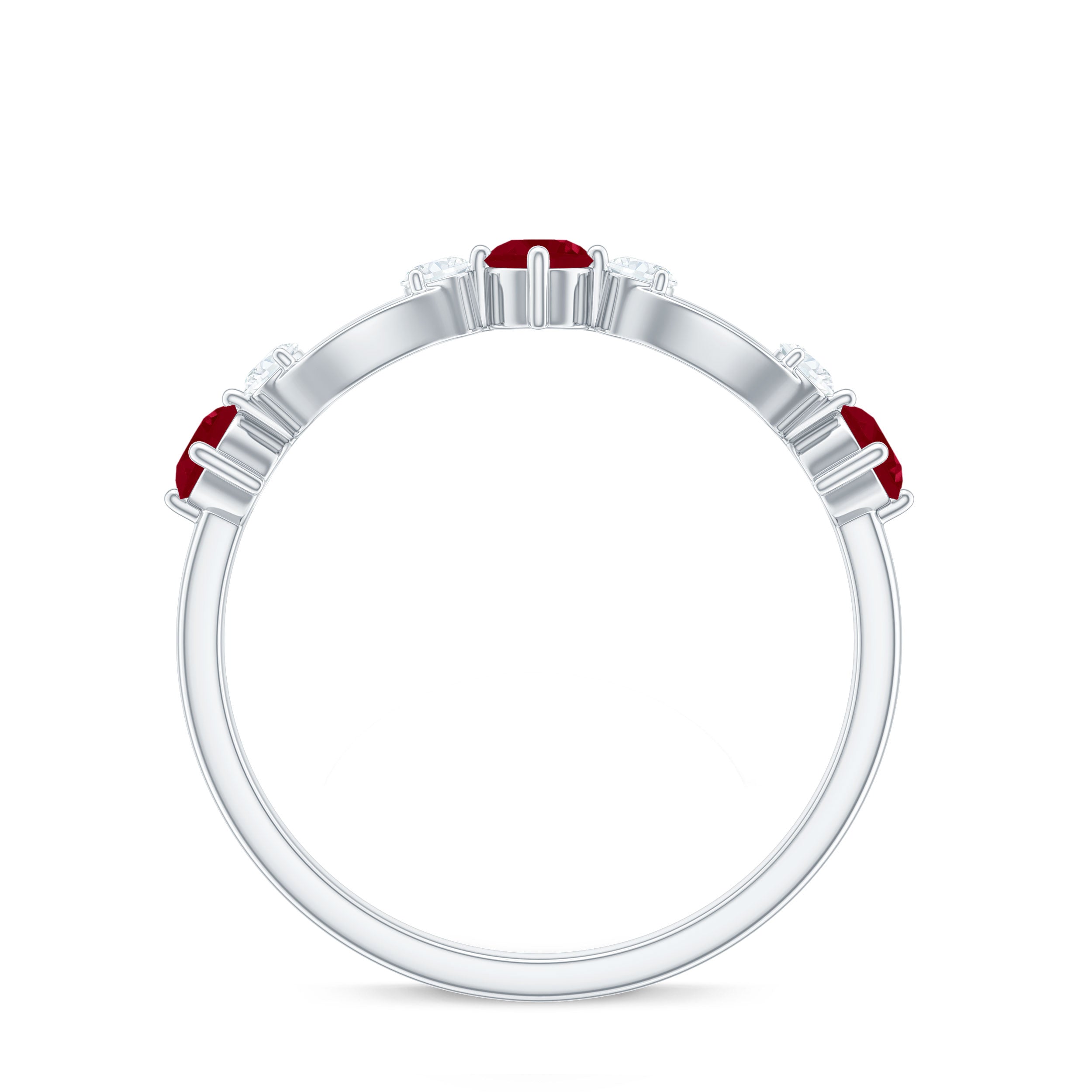 Rosec Jewels-Genuine Ruby Promise Ring with Diamond for Women