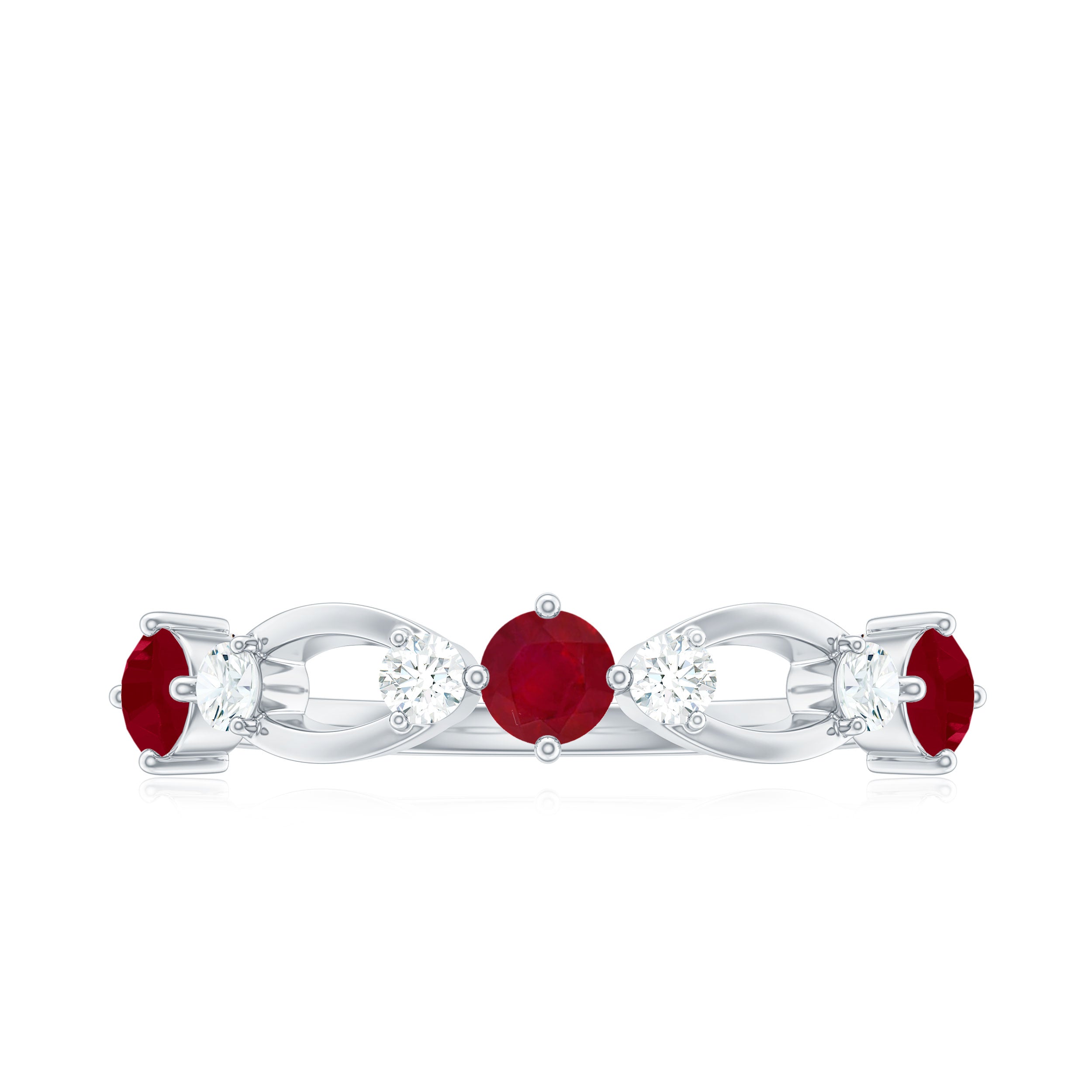 Rosec Jewels-Genuine Ruby Promise Ring with Diamond for Women