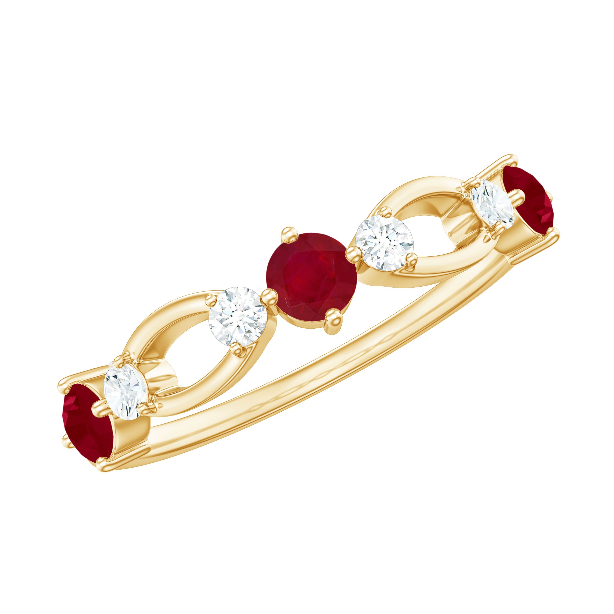 Rosec Jewels-Genuine Ruby Promise Ring with Diamond for Women