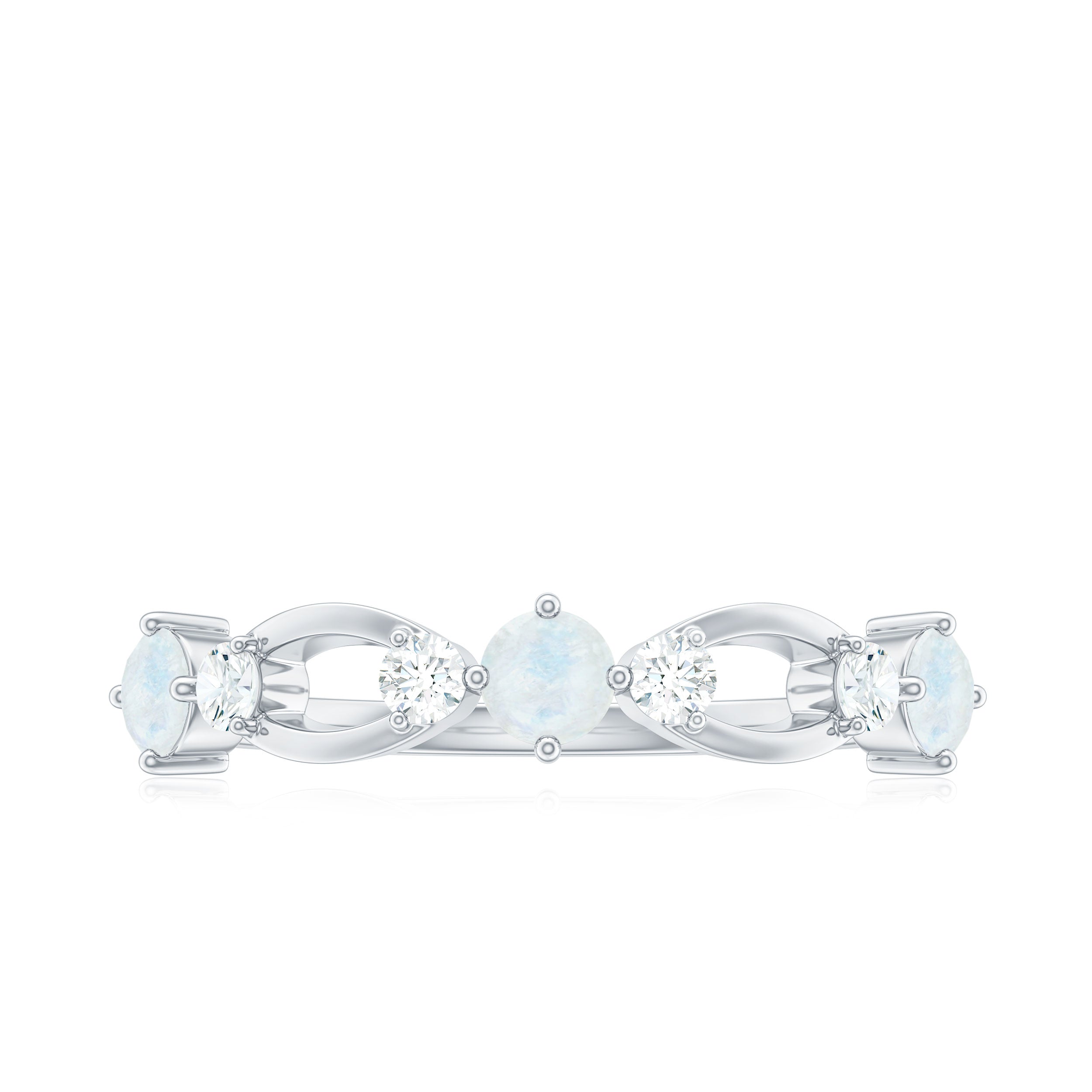 Minimal Promise Ring with Moonstone and Diamond AAA - Rosec Jewels