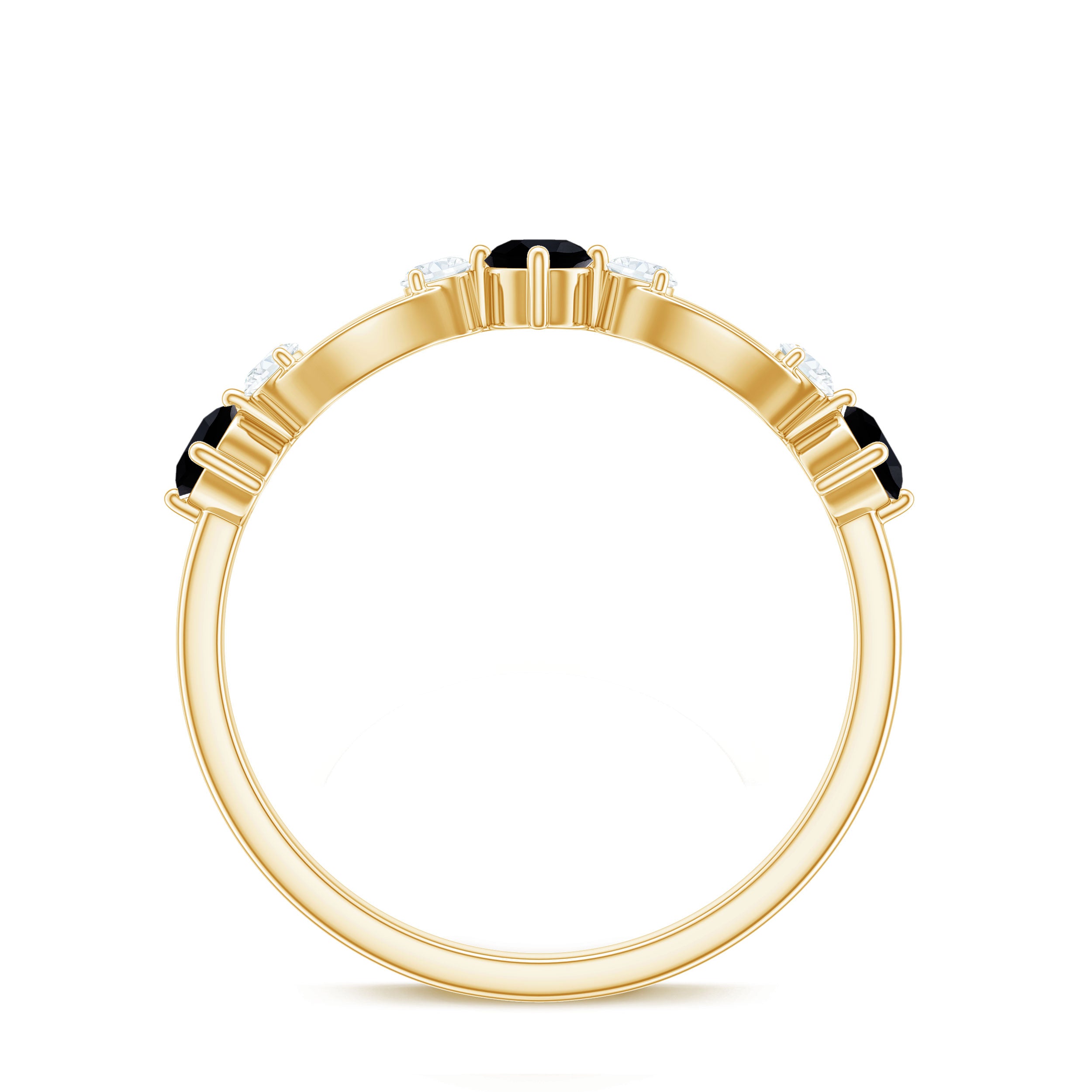 Certified Real Black Spinel Diamond Promise Ring for Her AAA - Rosec Jewels