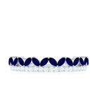 Rosec Jewels-Real Marquise Blue Sapphire Half Eternity Ring with Diamond