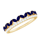 Rosec Jewels-Real Marquise Blue Sapphire Half Eternity Ring with Diamond