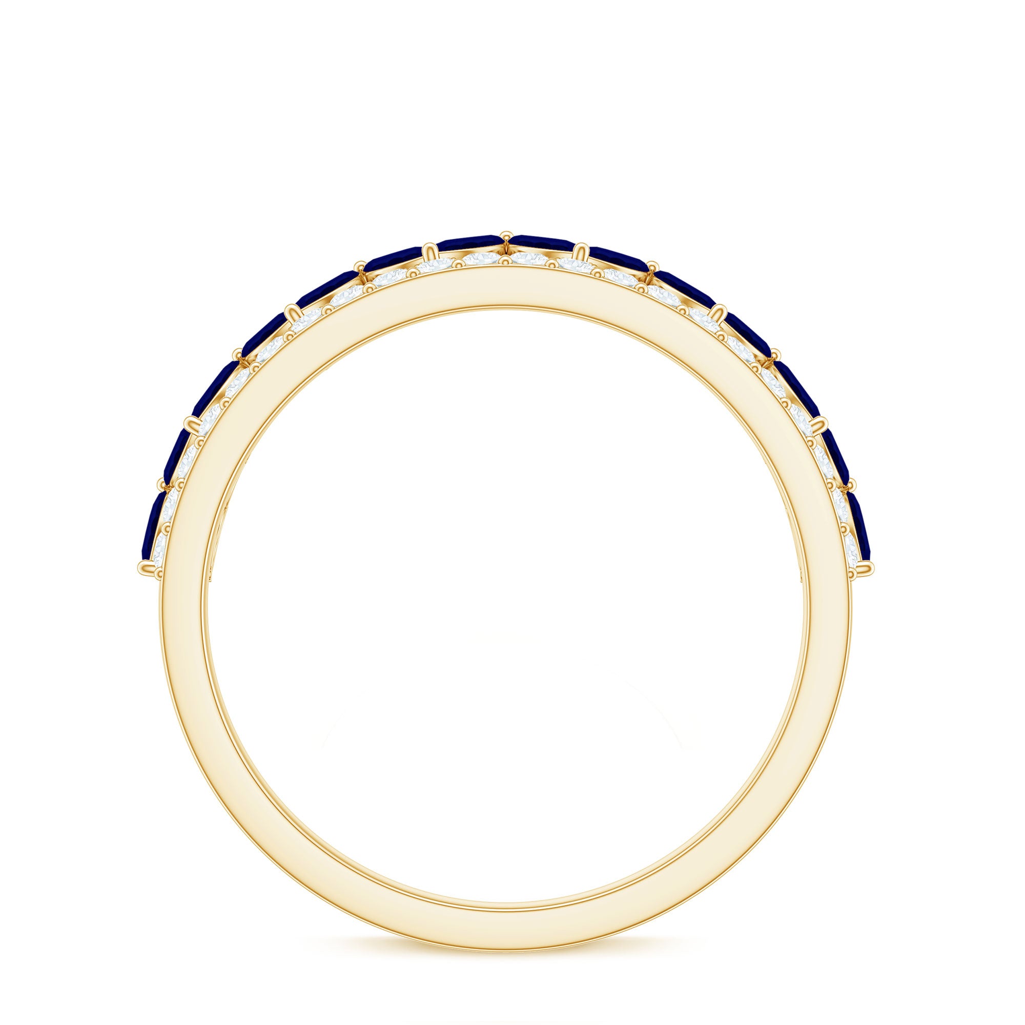Rosec Jewels-Real Marquise Blue Sapphire Half Eternity Ring with Diamond