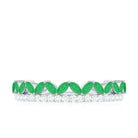 Rosec Jewels-Real Marquise Emerald Half Eternity Wedding Band with Diamond