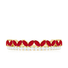 Natural Marquise Ruby Half Eternity Anniversary Ring with Diamond AAA - Rosec Jewels