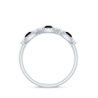 Rosec Jewels-Natural Garnet Half Eternity Ring with Diamond