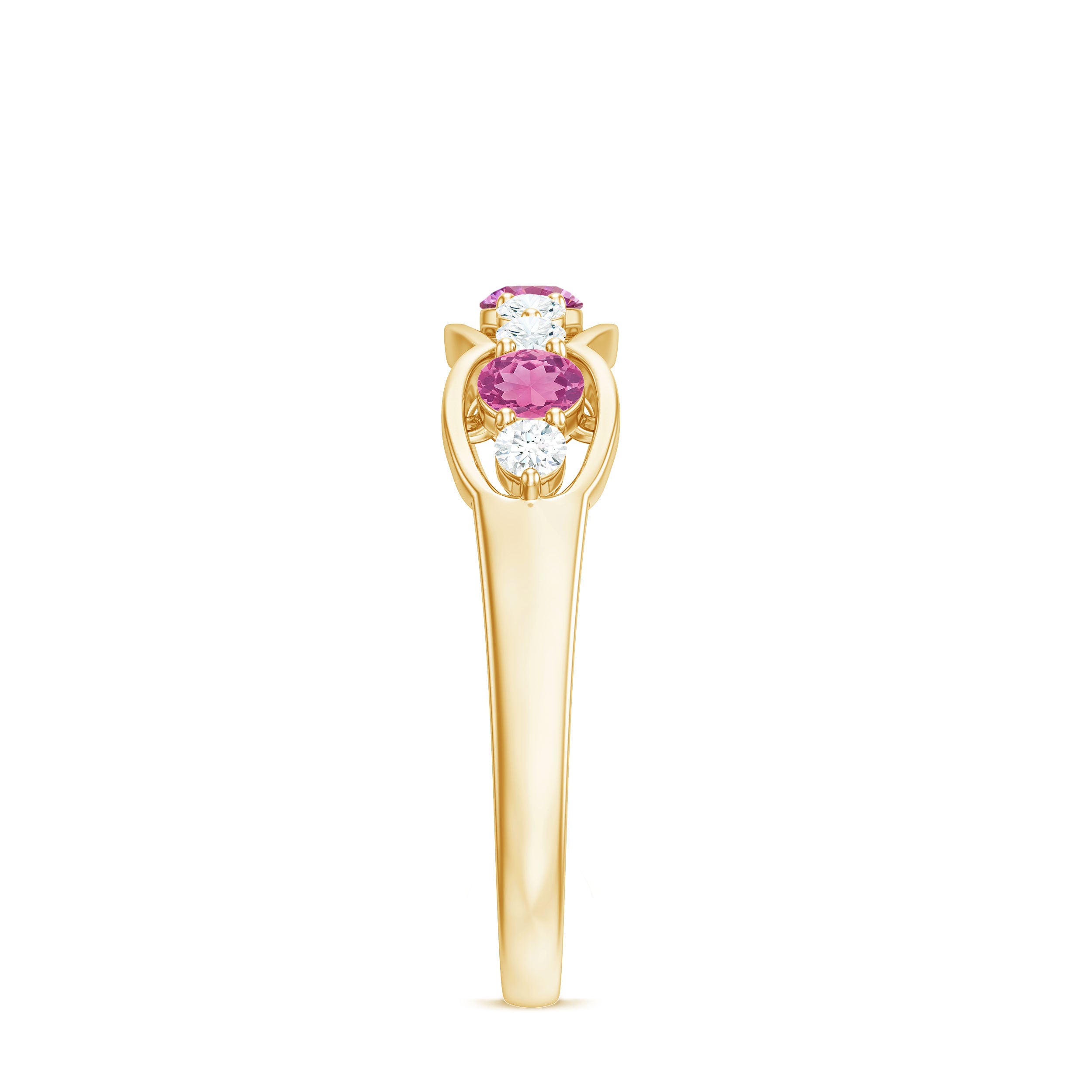 Pink Tourmaline and Diamond Wedding Anniversary Band Ring AAA - Rosec Jewels