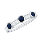 Natural Blue Sapphire Half Eternity Ring with Diamond for Women AAA - Rosec Jewels