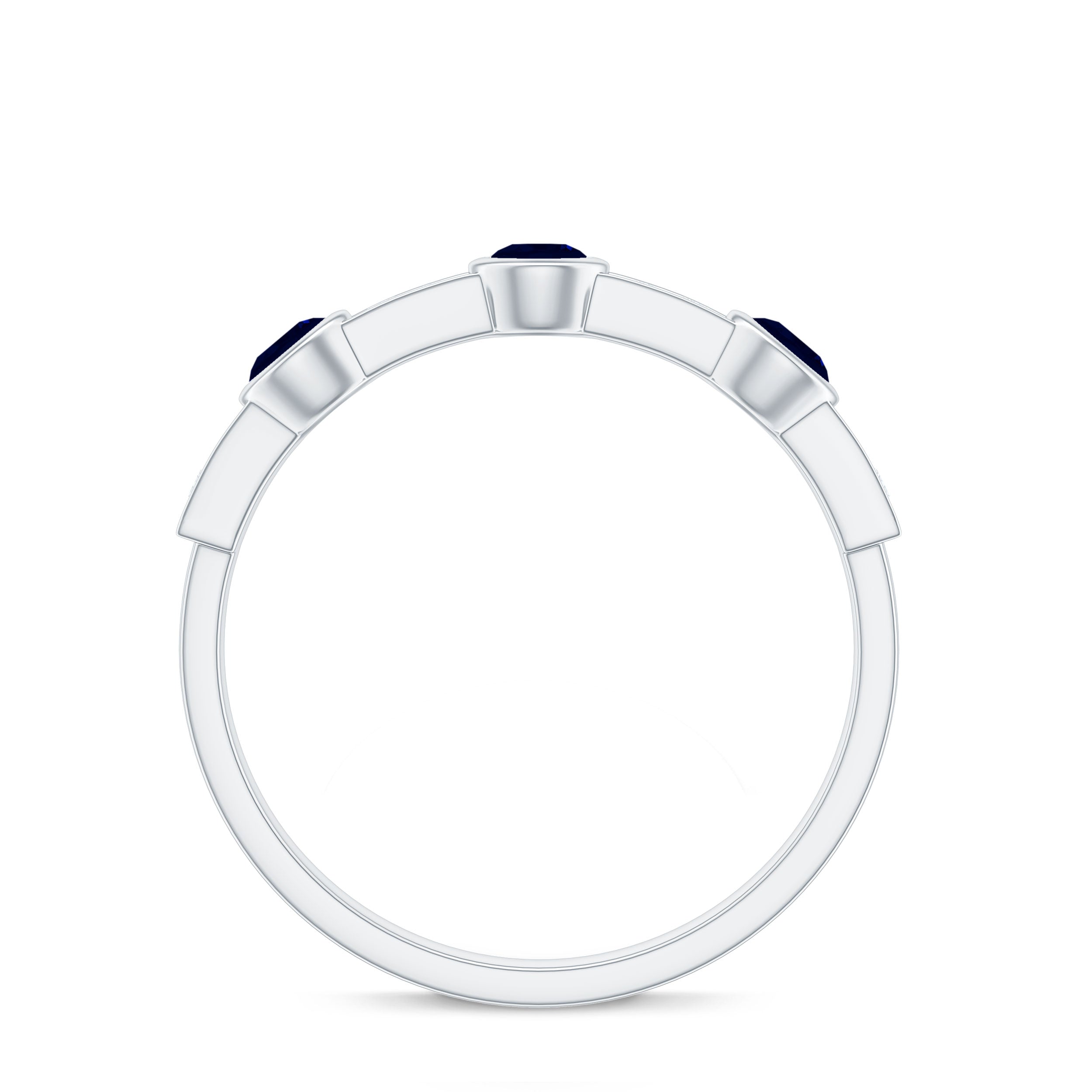 Rosec Jewels-Natural Blue Sapphire Half Eternity Ring with Diamond for Women