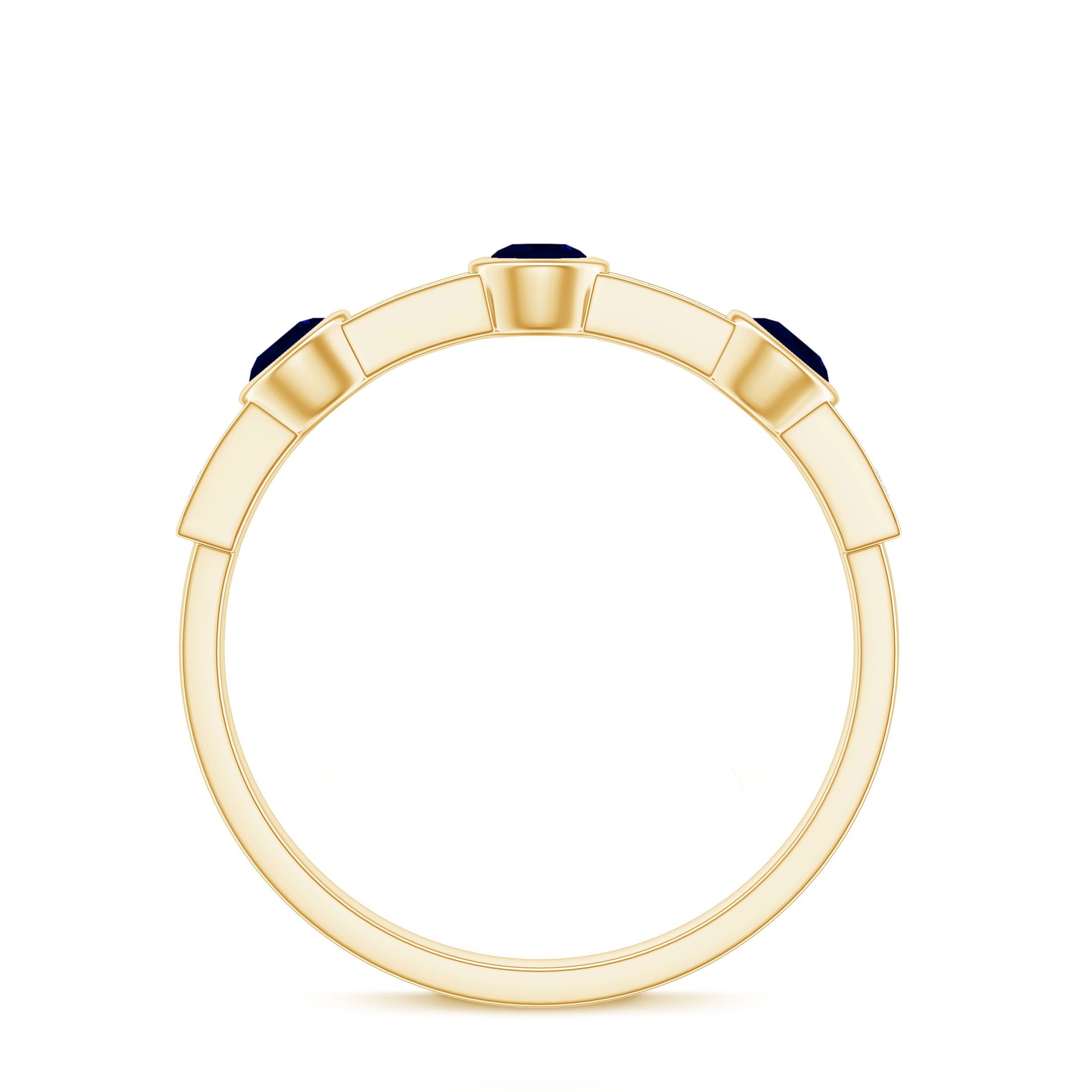 Rosec Jewels-Natural Blue Sapphire Half Eternity Ring with Diamond for Women