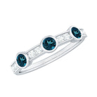 Bezel Set London Blue Topaz Half Eternity Band with Diamond AAA - Rosec Jewels
