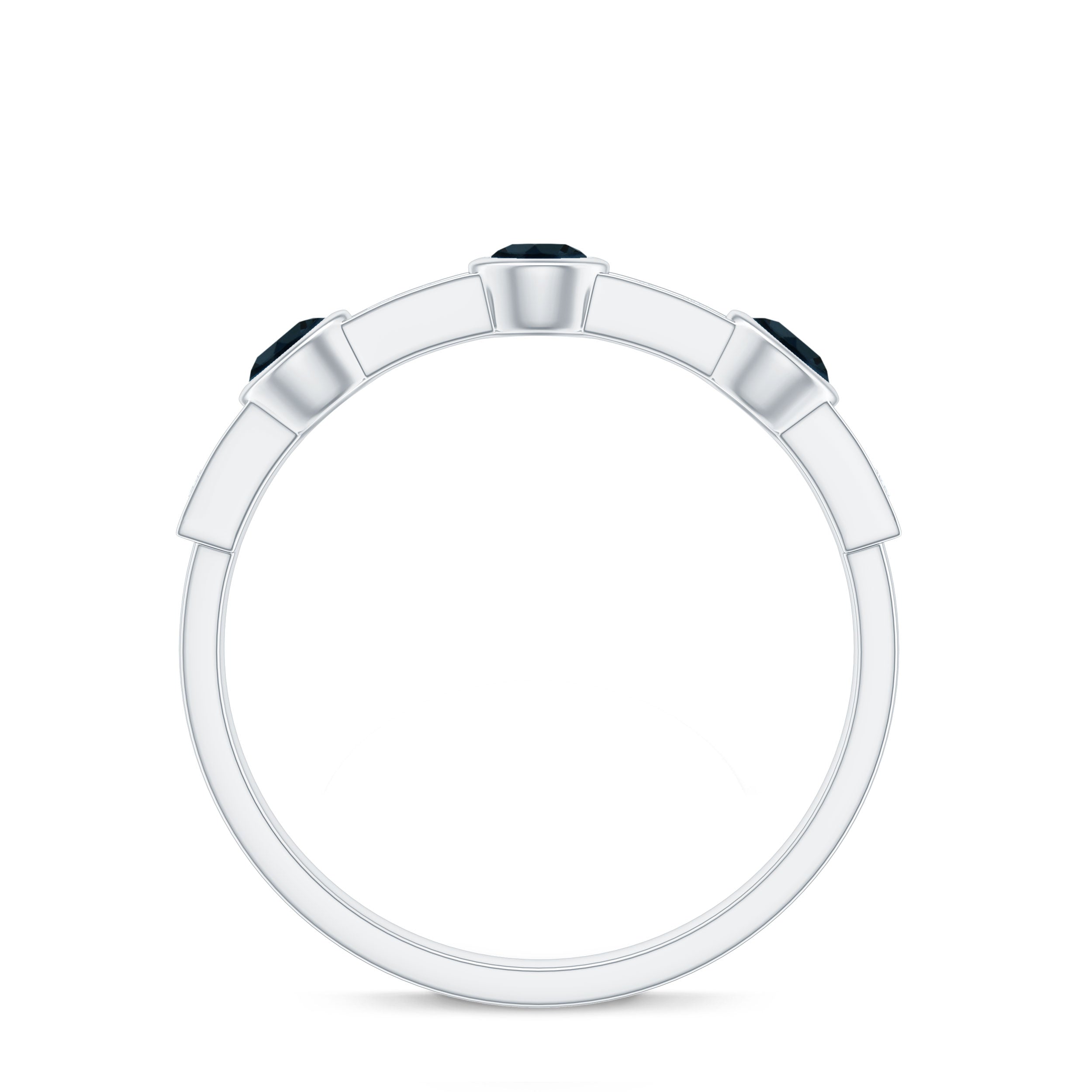 Rosec Jewels-Bezel Set London Blue Topaz Half Eternity Band with Diamond