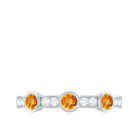 Rosec Jewels-Real Citrine Diamond Half Eternity Wedding Band in Bezel Setting