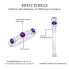 Rosec Jewels-Genuine Amethyst Diamond Half Eternity Ring in Bezel Set