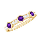 Rosec Jewels-Genuine Amethyst Diamond Half Eternity Ring in Bezel Set