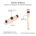 Rosec Jewels-Genuine Amethyst Diamond Half Eternity Ring in Bezel Set
