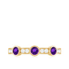 Rosec Jewels-Genuine Amethyst Diamond Half Eternity Ring in Bezel Set