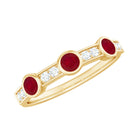 Rosec Jewels-Natural Bezel Set Ruby Half Eternity Ring with Diamond