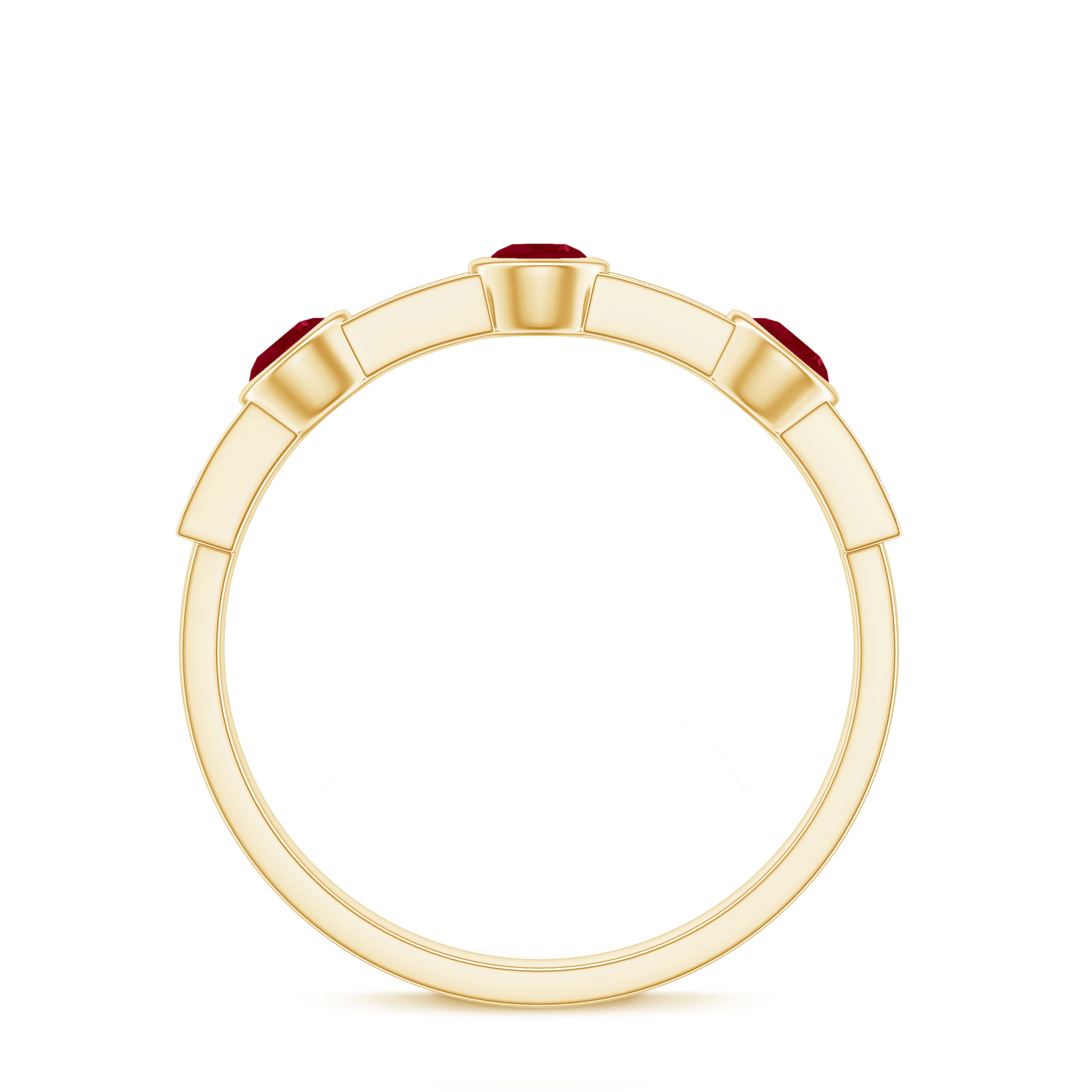 Rosec Jewels-Natural Bezel Set Ruby Half Eternity Ring with Diamond