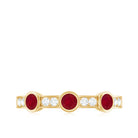 Rosec Jewels-Natural Bezel Set Ruby Half Eternity Ring with Diamond