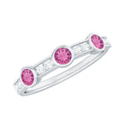 Rosec Jewels-Pink Tourmaline and Diamond Minimal Half Eternity Band Ring