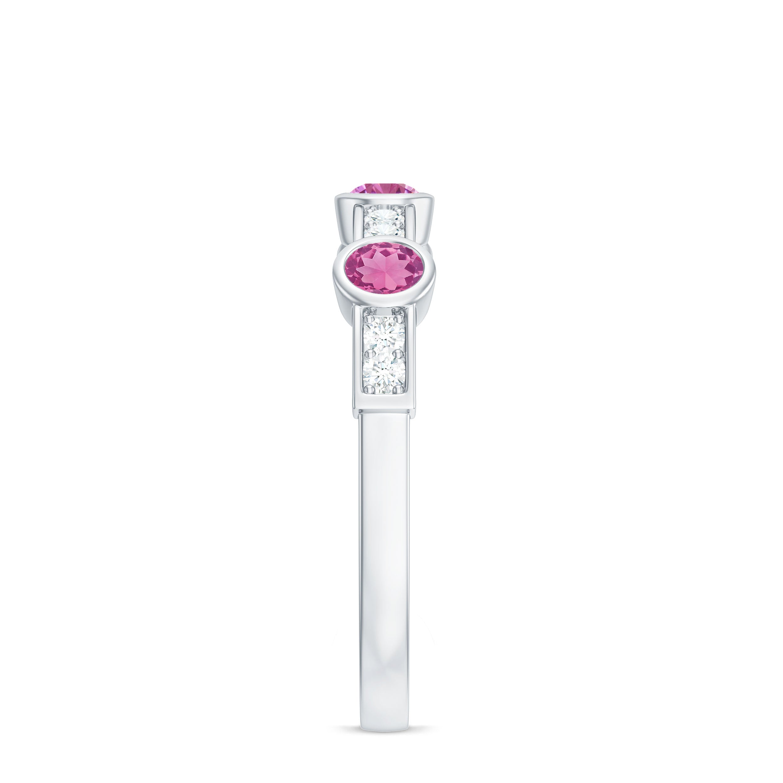 Rosec Jewels-Pink Tourmaline and Diamond Minimal Half Eternity Band Ring