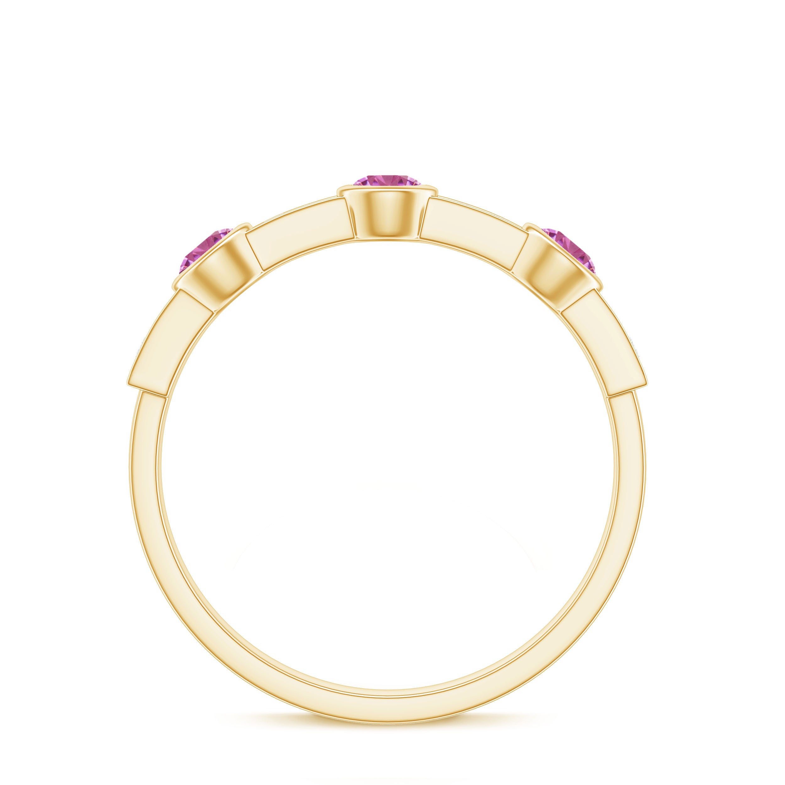 Rosec Jewels-Pink Tourmaline and Diamond Minimal Half Eternity Band Ring