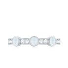 Rosec Jewels-Minimal Half Eternity Ring with Moonstone and Diamond