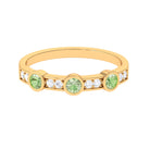 Green Sapphire and Diamond Minimal Half Eternity Ring Green Sapphire - ( AAA ) - Quality - Rosec Jewels