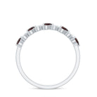 Rosec Jewels-Natural Garnet Diamond Heart Eternity Ring in East West Style
