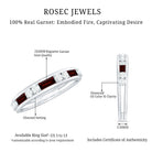 Genuine Baguette Garnet Half Eternity Band with Diamond AAA - Rosec Jewels